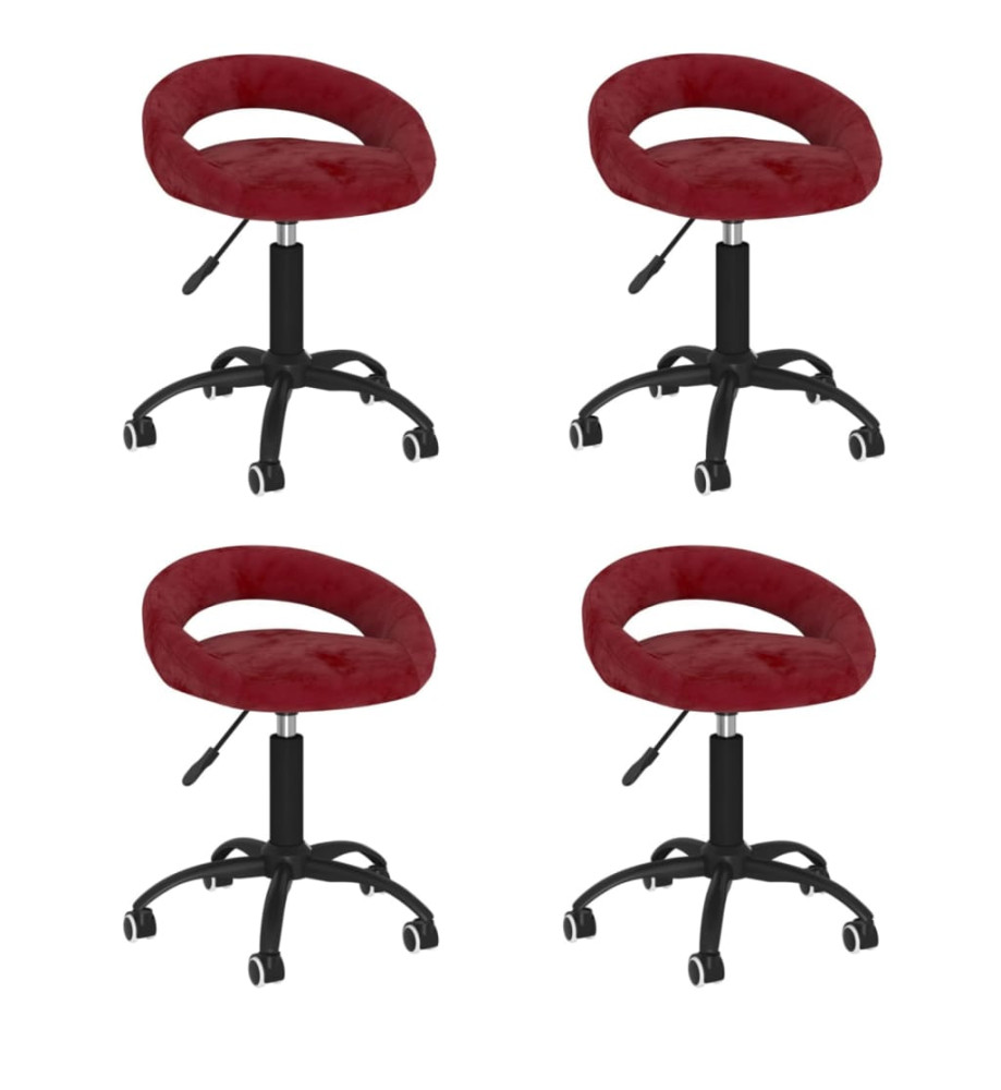 Chaises pivotantes à manger lot de 4 rouge bordeaux velours