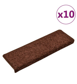 Tapis d'escalier 10 pcs 65x21x4 cm Marron