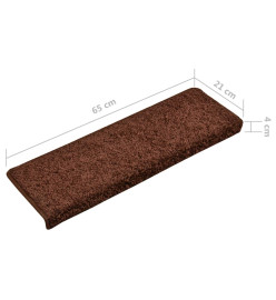 Tapis d'escalier 10 pcs 65x21x4 cm Marron