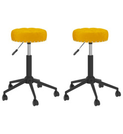 Chaises pivotantes à manger lot de 2 jaune moutarde velours