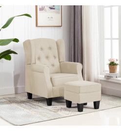 Fauteuil avec repose-pied Crème Tissu