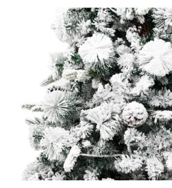 Sapin de Noël pré-éclairé avec neige floquée/cônes 225cm PVC/PE