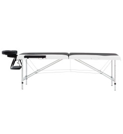 Table de massage pliable 2 zones Aluminium Noir et blanc