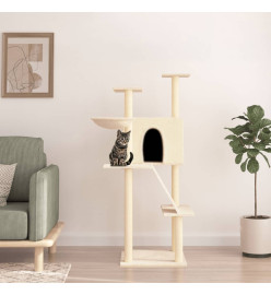 Arbre à chat avec griffoirs en sisal crème 143 cm