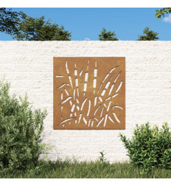 Décoration murale jardin 55x55 cm acier corten design d'herbe