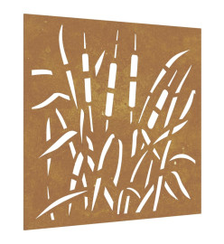 Décoration murale jardin 55x55 cm acier corten design d'herbe