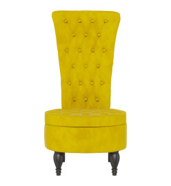 Chaise à dossier haut jaune velours conception de bouton