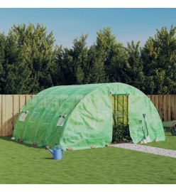 Serre avec cadre en acier vert 20 m² 5x4x2,3 m