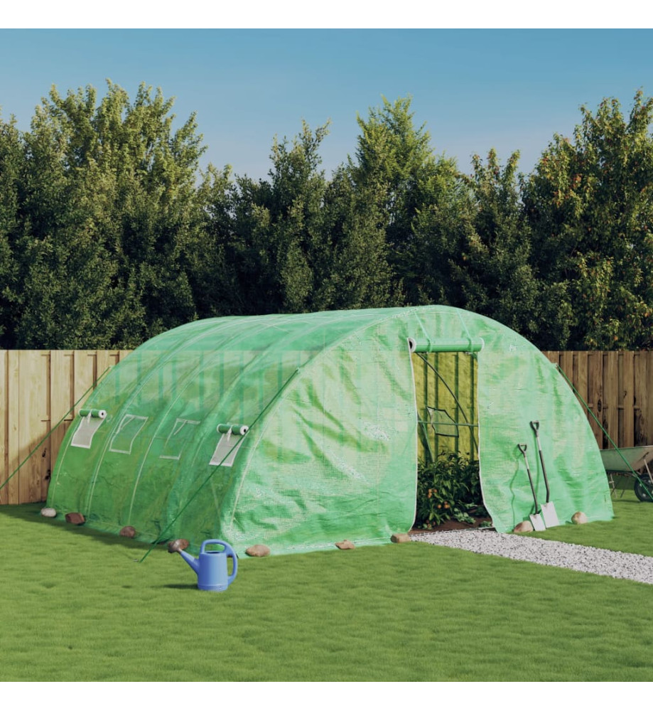 Serre avec cadre en acier vert 20 m² 5x4x2,3 m