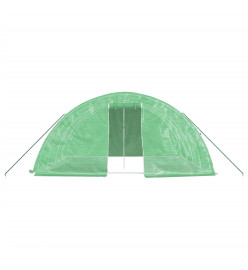 Serre avec cadre en acier vert 20 m² 5x4x2,3 m