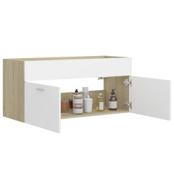 Armoire d'évier Blanc et chêne sonoma 100x38,5x46 cm Aggloméré