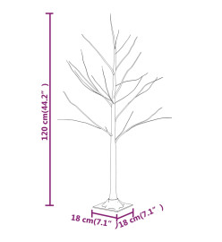 Bouleau blanc à LED 48 LED Blanc chaud 120 cm