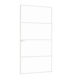 Porte d'intérieur Blanc 102x201,5 cm Trempé verre aluminium fin