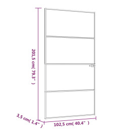 Porte d'intérieur Blanc 102x201,5 cm Trempé verre aluminium fin