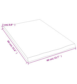 Comptoir de salle de bain 40x60x2 cm bois massif non traité