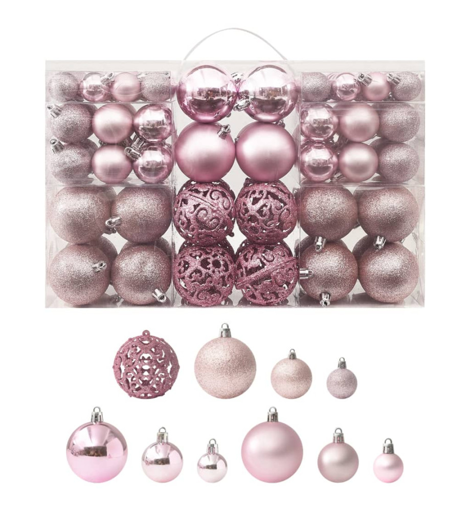 Ensemble de boules de Noël 100 pcs Rose