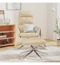 Chaise de relaxation avec tabouret Crème Tissu