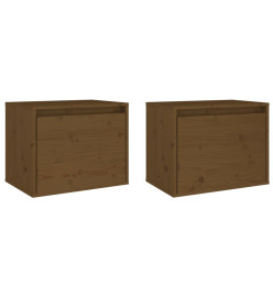 Armoires murales 2pcs Marron miel 45x30x35cm Bois de pin massif