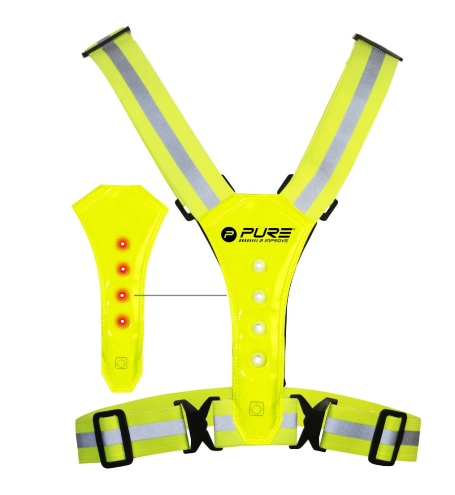 Pure2Improve Gilet de course à LED réfléchissant Jaune