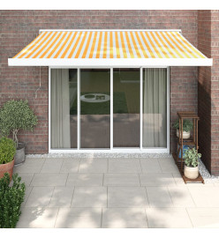 Auvent rétractable jaune et blanc 3,5x2,5 m tissu et aluminium