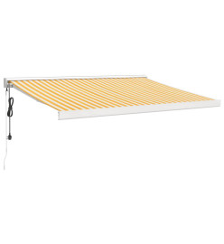 Auvent rétractable jaune et blanc 3,5x2,5 m tissu et aluminium