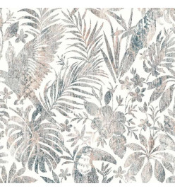 DUTCH WALLCOVERINGS Papier peint Feuilles et toucan Beige