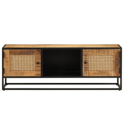 Meuble TV 110x30x40 cm bois massif de manguier brut et fer