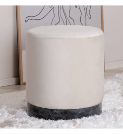 Venture Home Pouf Benji 35x35x42,5 cm Velours Beige et noir