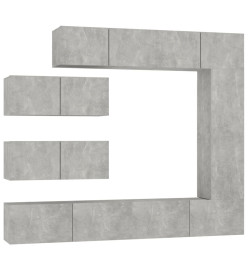 Ensemble de meubles TV 7 pcs Gris béton Bois d'ingénierie