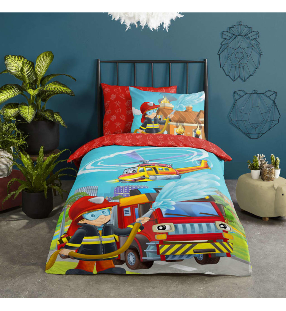 Good Morning Housse de couette pour enfants Fire 140x200/220 cm