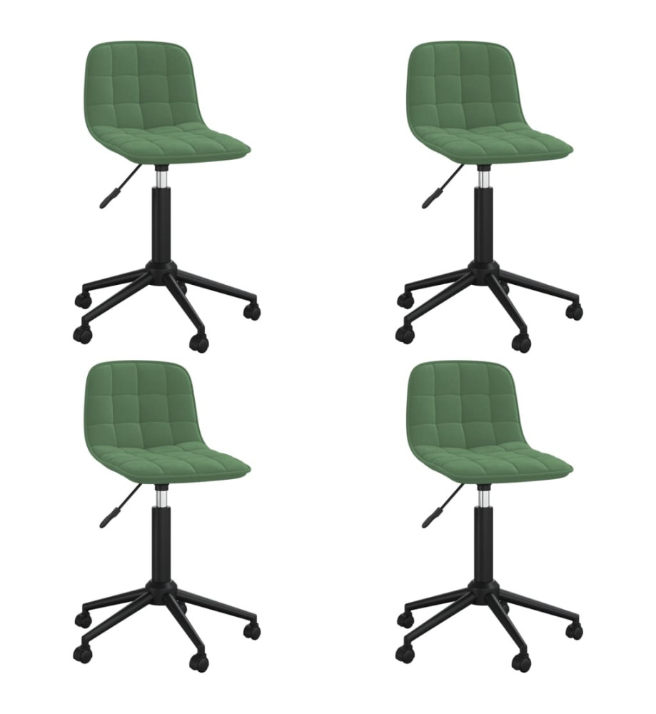 Chaises pivotantes à manger lot de 4 vert foncé velours