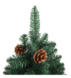 Sapin de Noël mince pré-éclairé et boules vert 180 cm