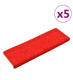 Tapis d'escalier 5 pcs 65x21x4 cm Rouge