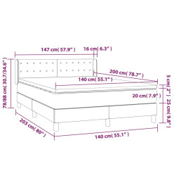 Lit à sommier tapissier avec matelas Noir 140x200 cm Tissu