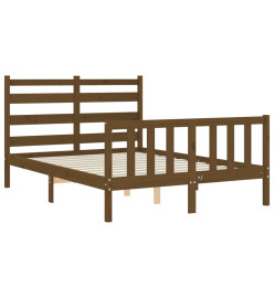 Cadre de lit avec tête de lit marron miel bois massif