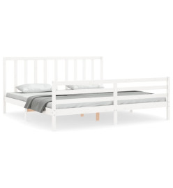 Cadre de lit avec tête de lit blanc Super King bois massif