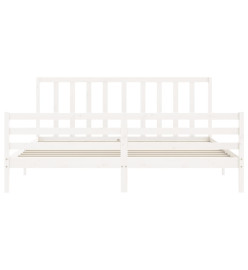 Cadre de lit avec tête de lit blanc Super King bois massif