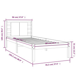 Cadre de lit Marron miel Bois de pin massif 90x200 cm