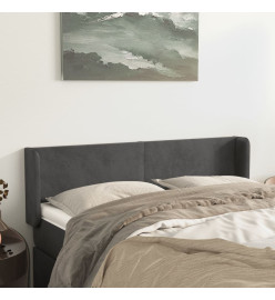 Tête de lit avec oreilles Gris foncé 147x16x78/88 cm Velours