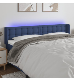 Tête de lit à LED Bleu 163x16x78/88 cm Tissu