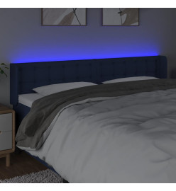 Tête de lit à LED Bleu 163x16x78/88 cm Tissu