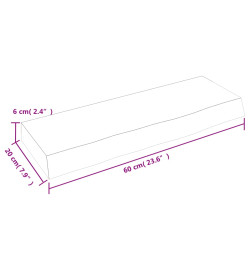 Étagère murale 60x20x6 cm bois de chêne massif non traité