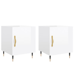 Tables de chevet 2 pcs blanc brillant 40x40x50 cm