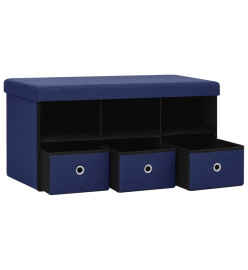 Banc de rangement pliable Bleu 76x38x38 cm Faux lin