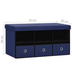 Banc de rangement pliable Bleu 76x38x38 cm Faux lin