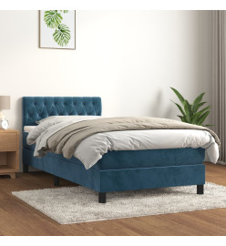 Lit à sommier tapissier avec matelas Bleu foncé 100x200 cm