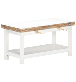 Table basse extensible Blanc 90x(45-90)x45 cm Bois de manguier