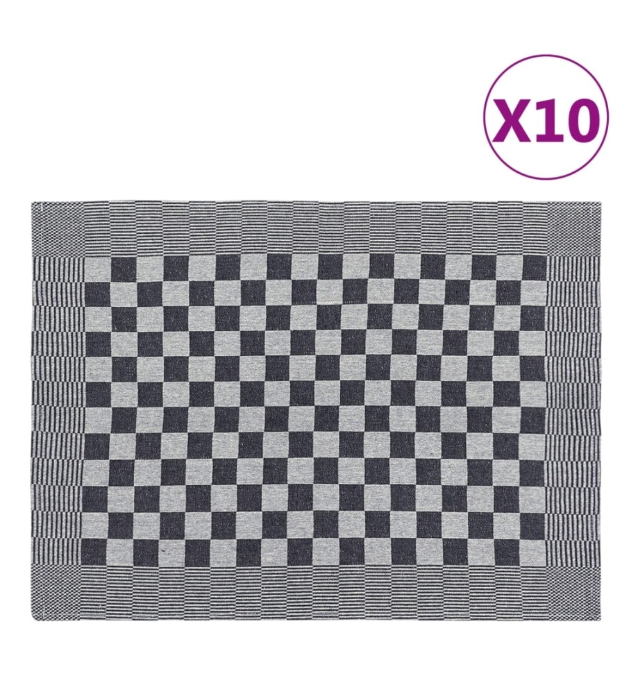 Serviettes de cuisine 10 pcs noir et blanc 50x70 cm coton