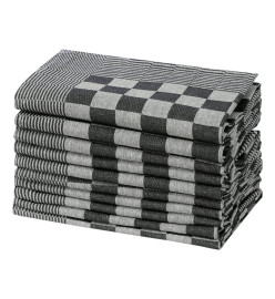 Serviettes de cuisine 10 pcs noir et blanc 50x70 cm coton