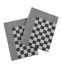 Serviettes de cuisine 10 pcs noir et blanc 50x70 cm coton